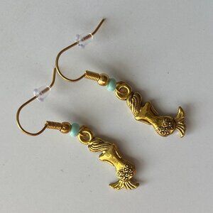 Handmade Mermaid Earrings GOLD STAINLESS STEEL Beach Nautical